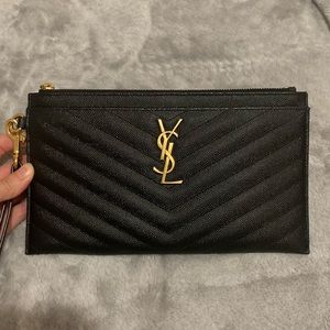 YSL Yves Saint Laurent pouch monogramme grain de poudre wallet wristlet